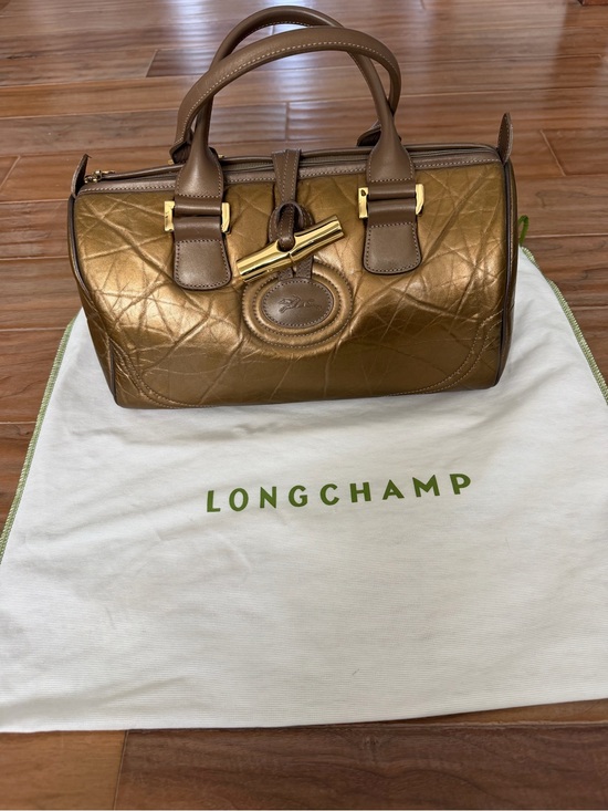 Longchamp Handbags - Longchamp Le Roseau Metallic Bronze Satchel Bag Made in France